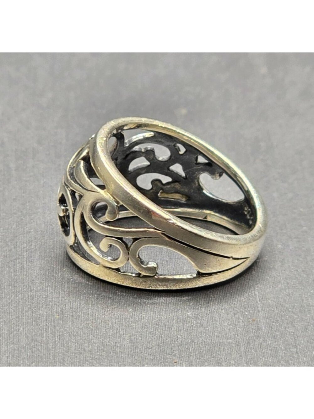 Sterling Silver Filigree Dome Ring Size 5 Premier Designs Open Scroll 925 Band - Picture 6 of 11